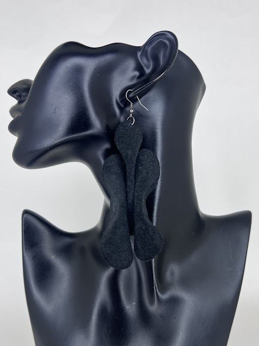 Midnight Flow Sculptural Leather Statement Earrings