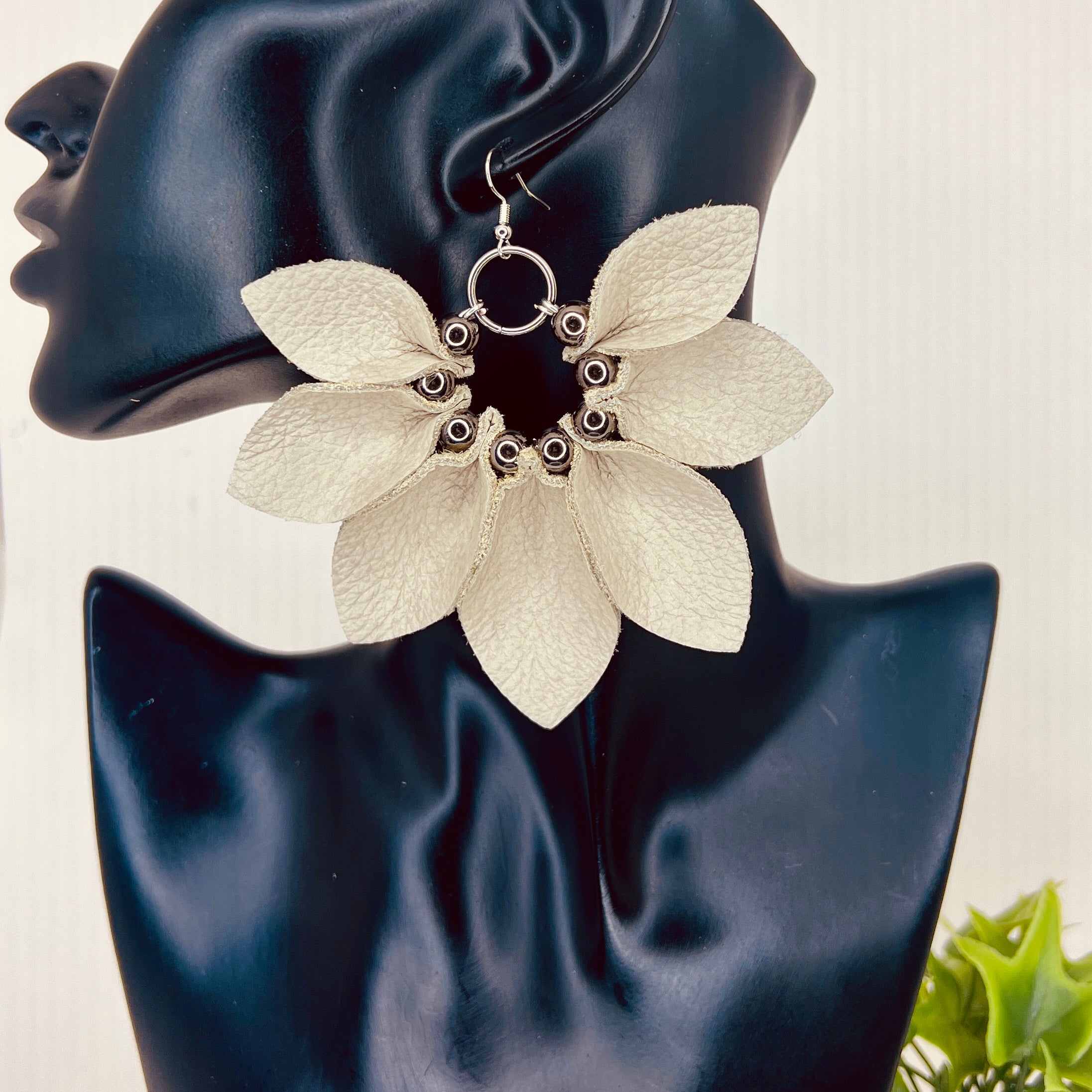 Leather Bloom Hoops