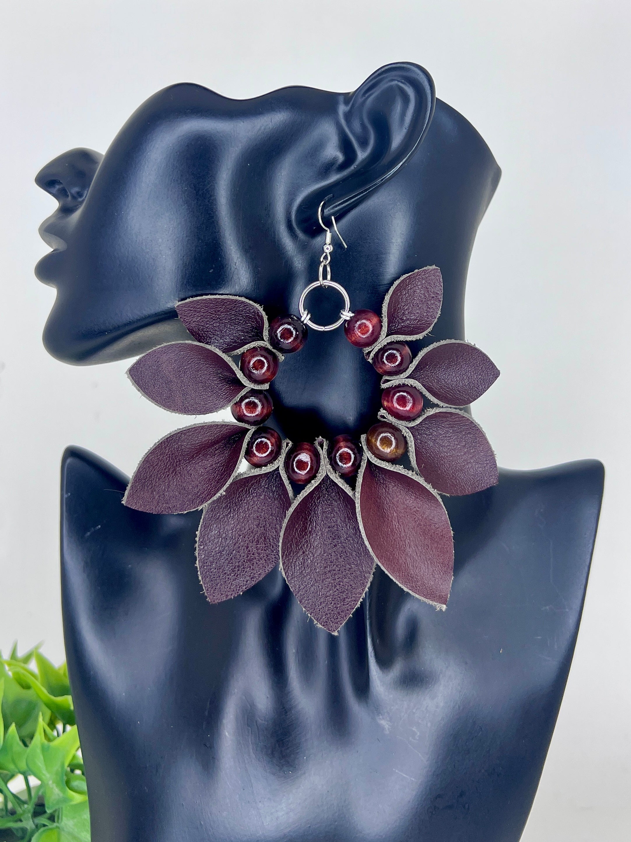 Leather Bloom Hoops