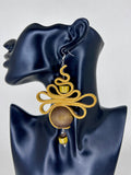 Golden Loop Couture - Suede & Wood Art Earrings