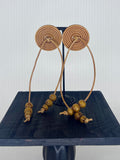 Golden Earth Button Hoop Earrings