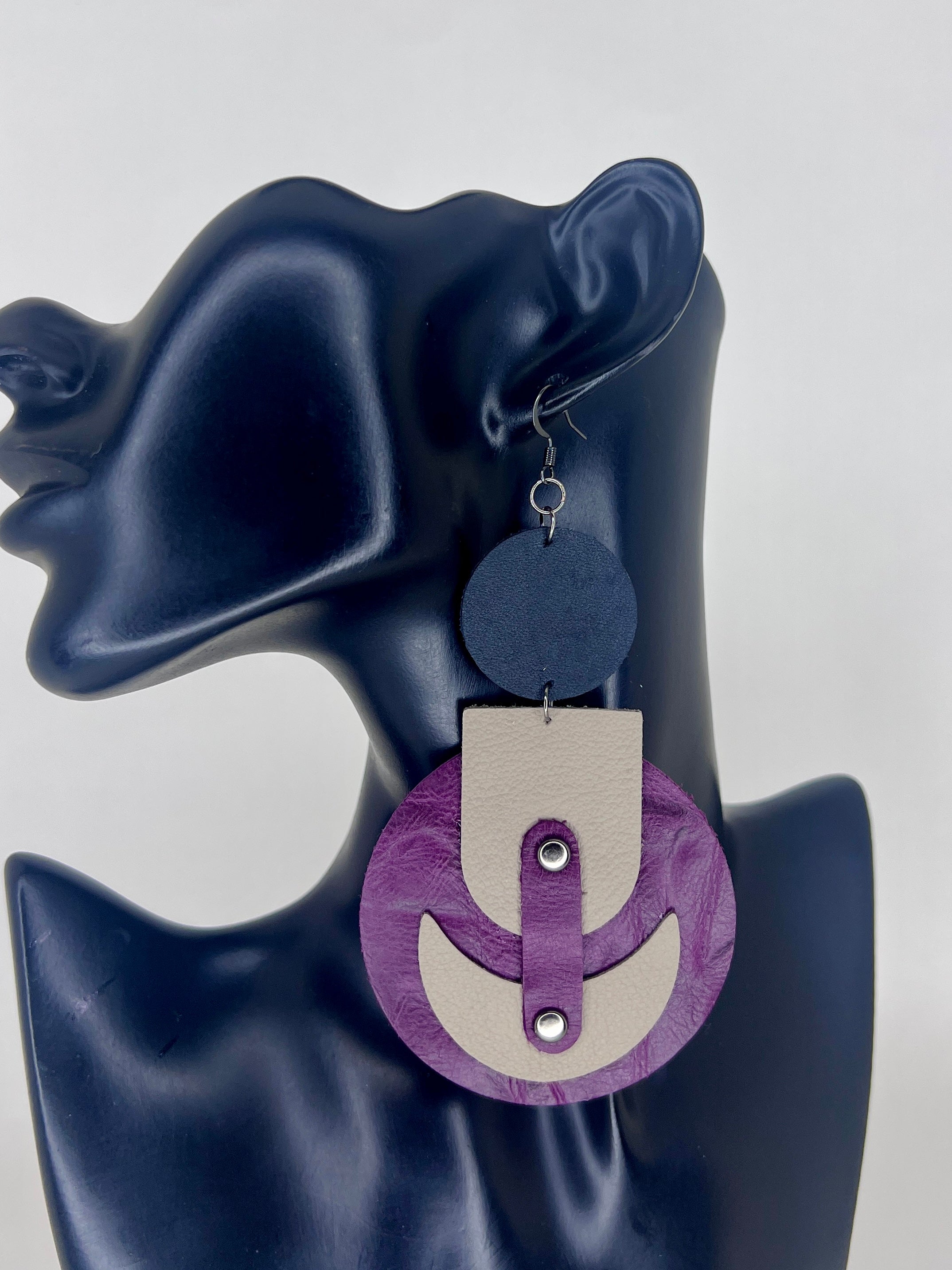 Abstract Fusion Leather Statement Earrings