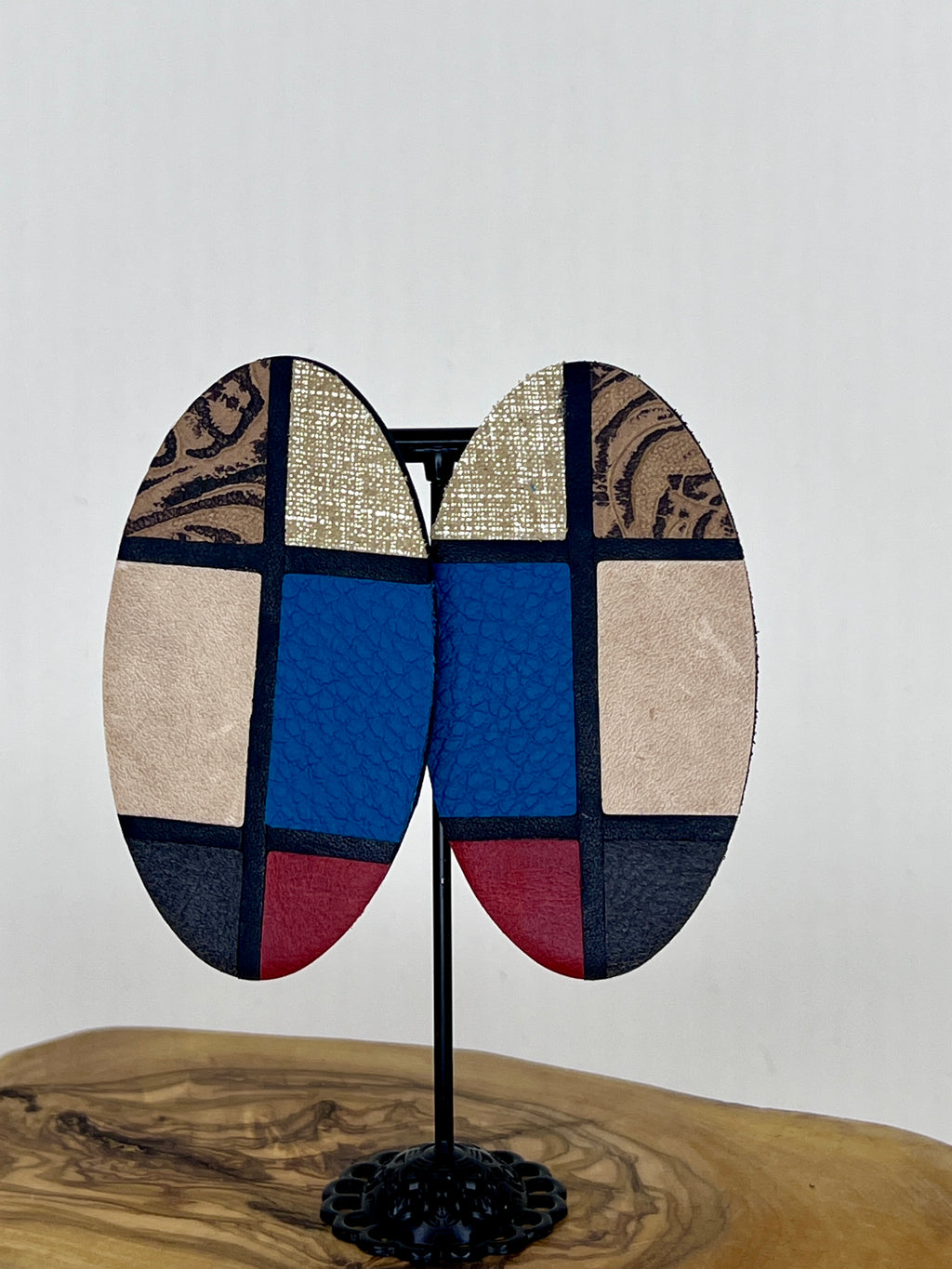 Cobalt Mosaic Oval Statement Earrings