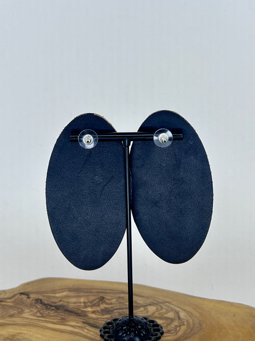 Cobalt Mosaic Oval Statement Earrings