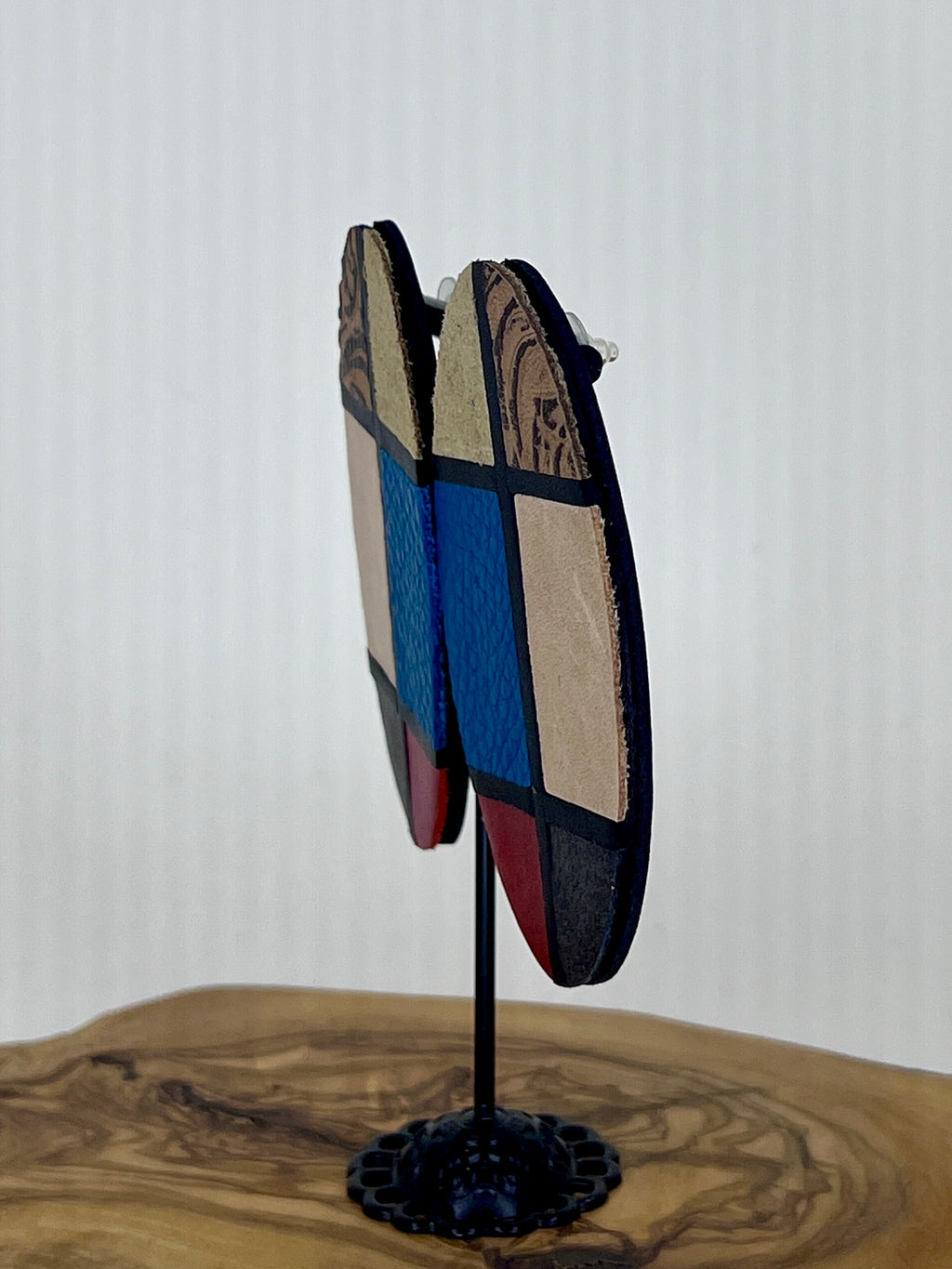 Cobalt Mosaic Oval Statement Earrings