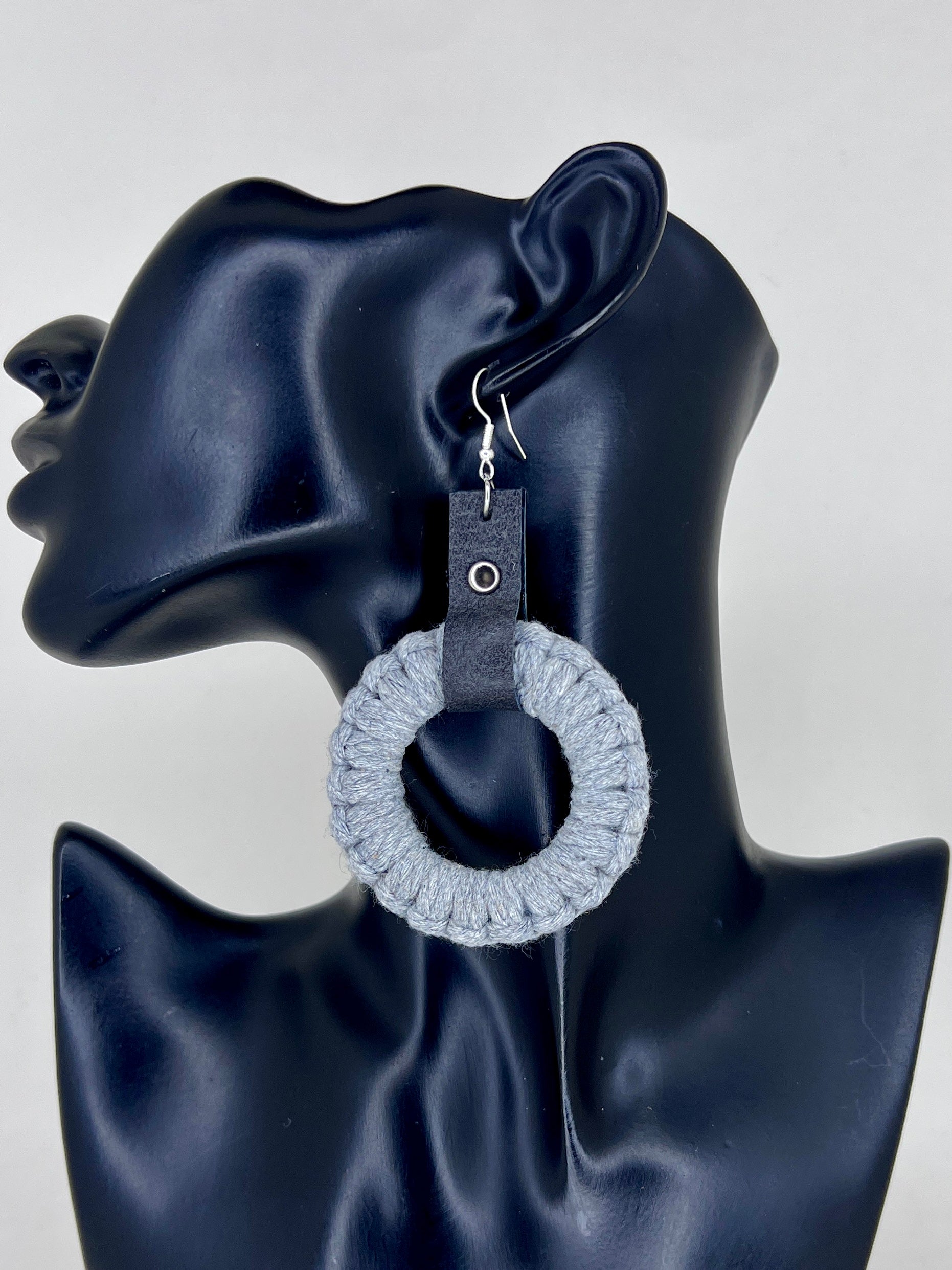 Steel Mist Wrapped Hoop Statement Earrings