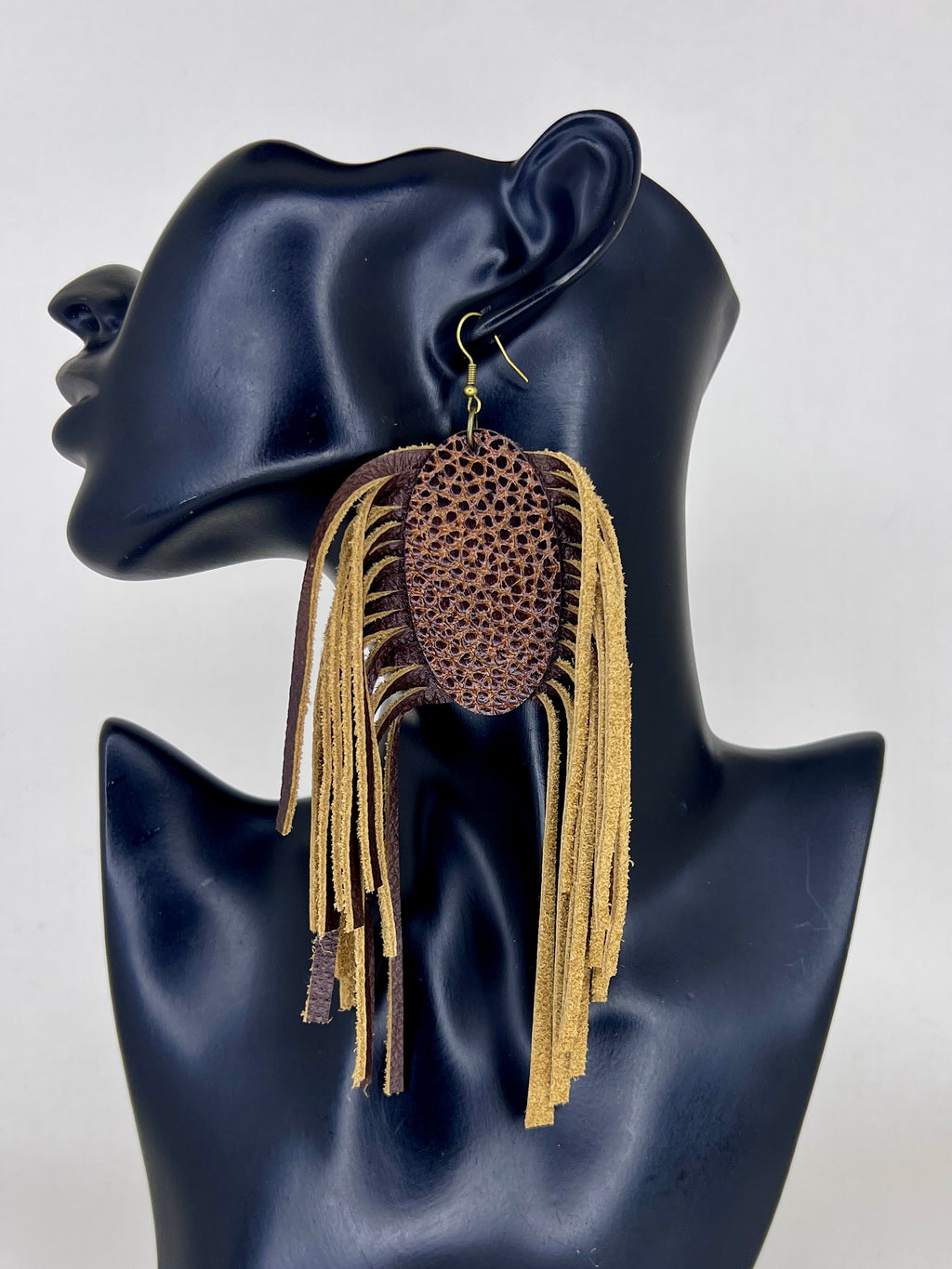 Desert Fringe Leather Statement Earrings