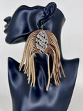 Earthtone Leather Fringe Statement Earrings