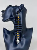 Midnight Blue Bone Stack Totem Statement Earrings