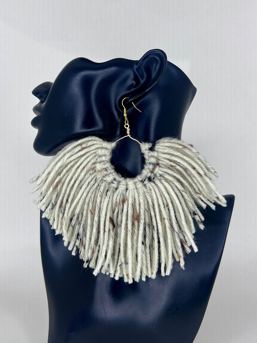 Ivory Fringe Arc Statement Earrings