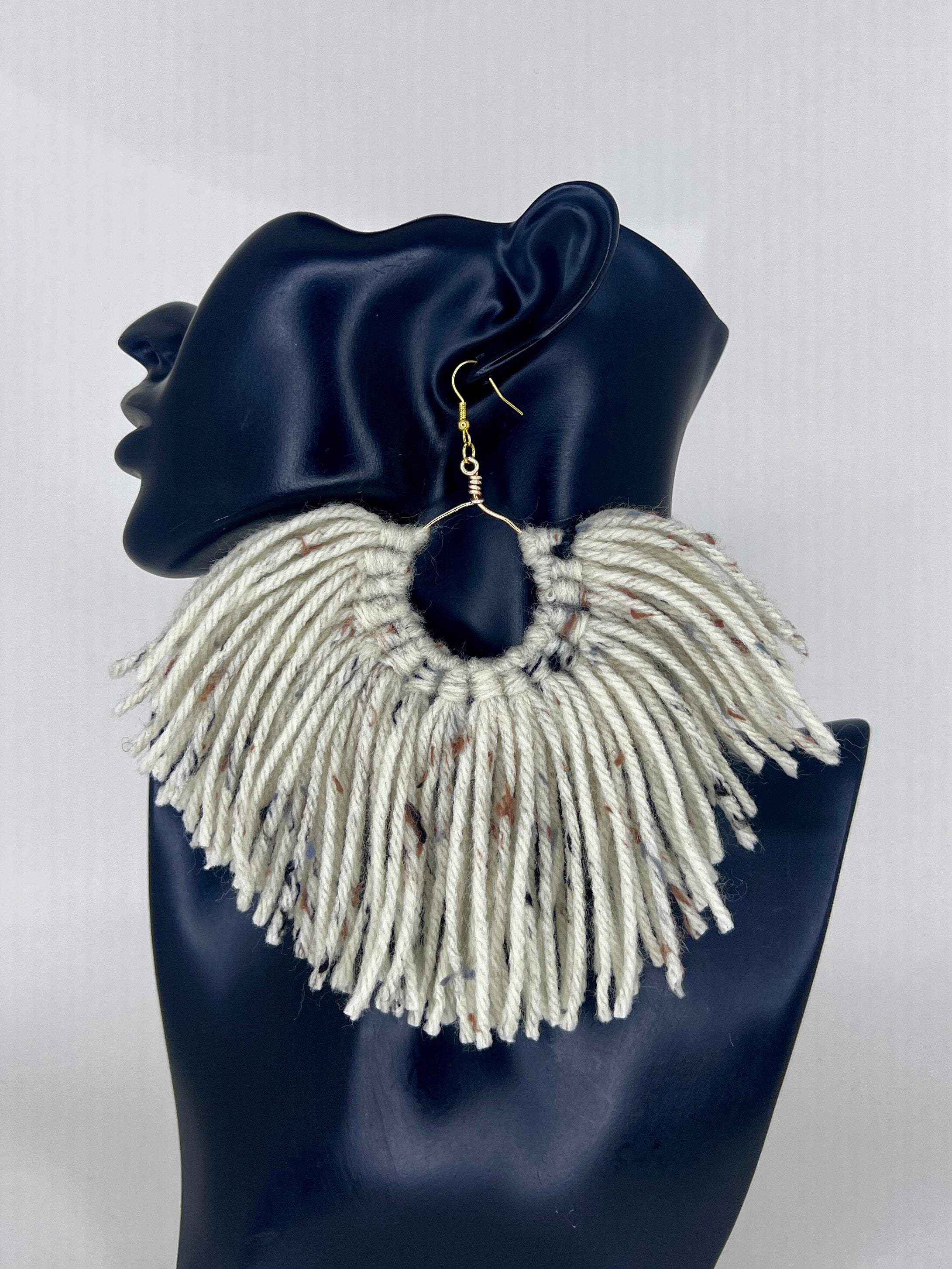 Ivory Fringe Arc Statement Earrings
