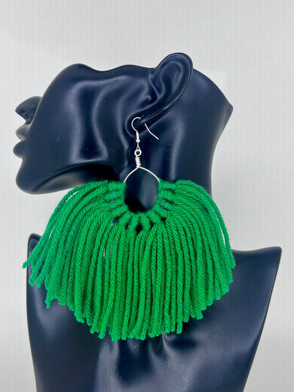 Emerald Fringe Fan Statement Earrings