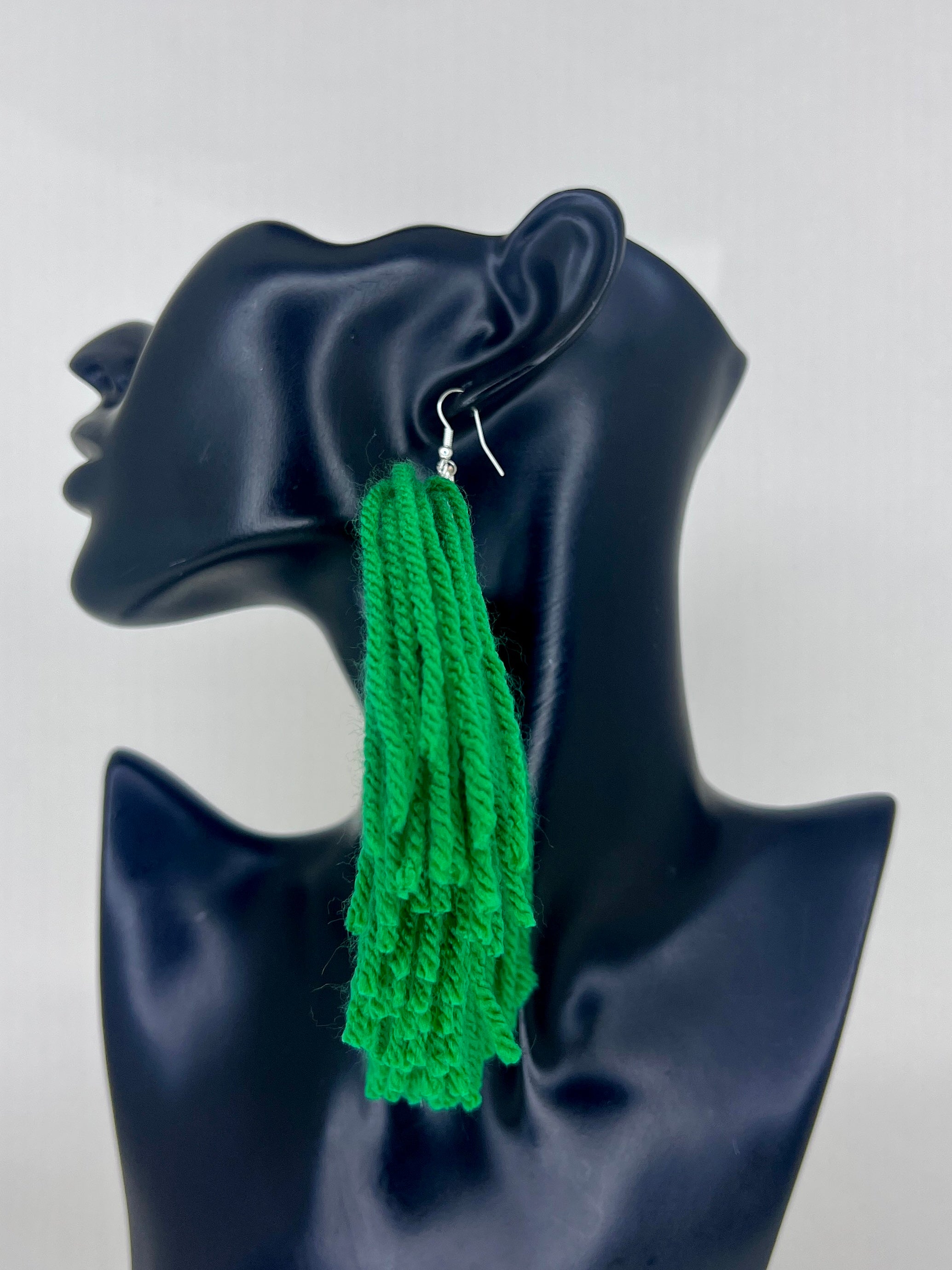 Emerald Fringe Fan Statement Earrings