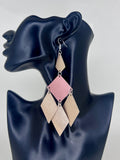 Blush & Gold Diamond Leather Statement Earrings