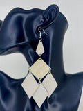 Ivory Diamond Cascade Leather Earrings