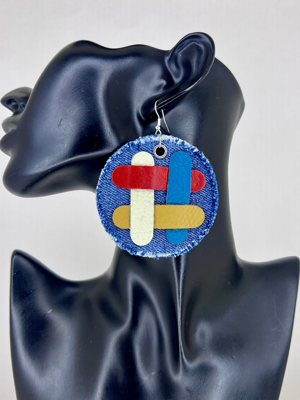 Denim Crossroads Circle Statement Earrings