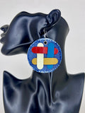 Denim Crossroads Circle Statement Earrings