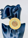 Denim Flame Circle Leather Statement Earrings