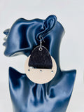 Textured Hide & Neutral Disc Leather Statement Earrings