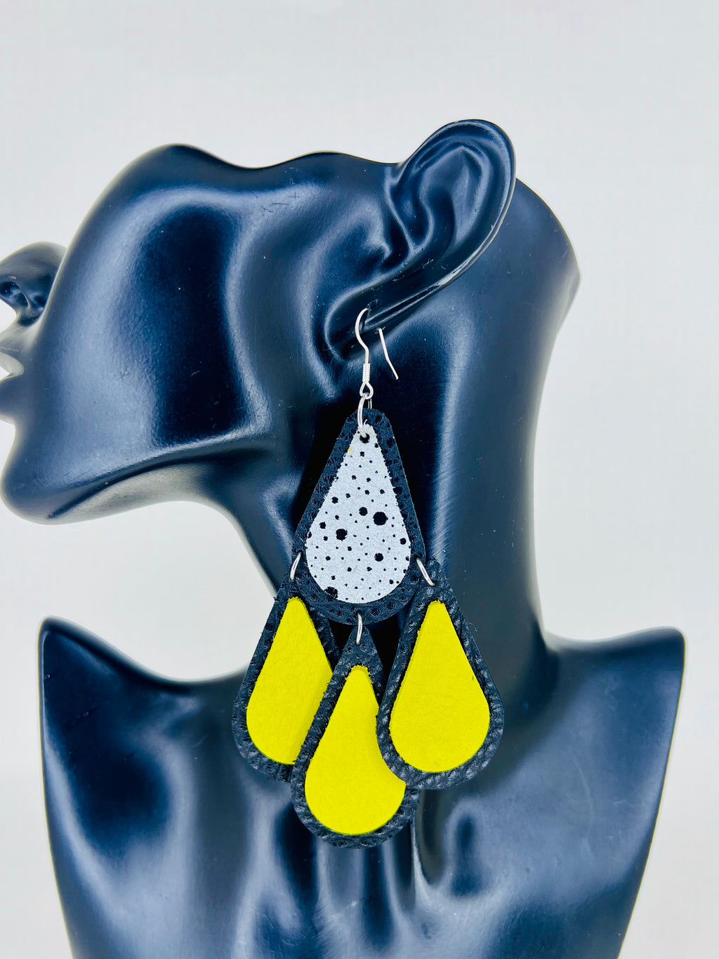 Neon Drip Cascade Leather Statement Earrings