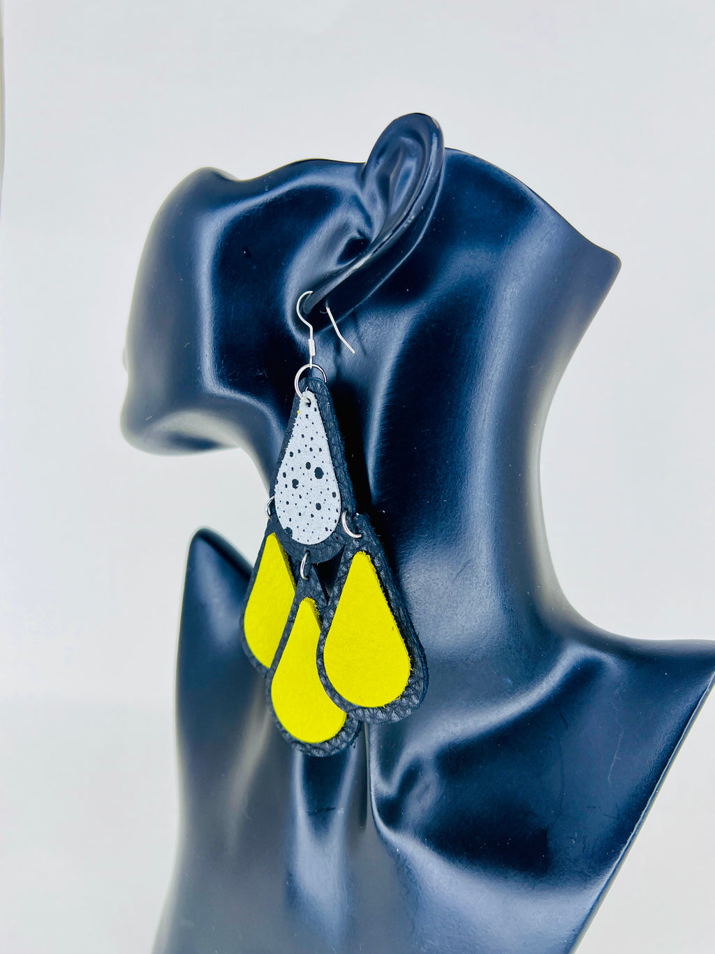 Neon Drip Cascade Leather Statement Earrings