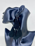 Midnight Cascade Teardrop Leather Statement Earrings