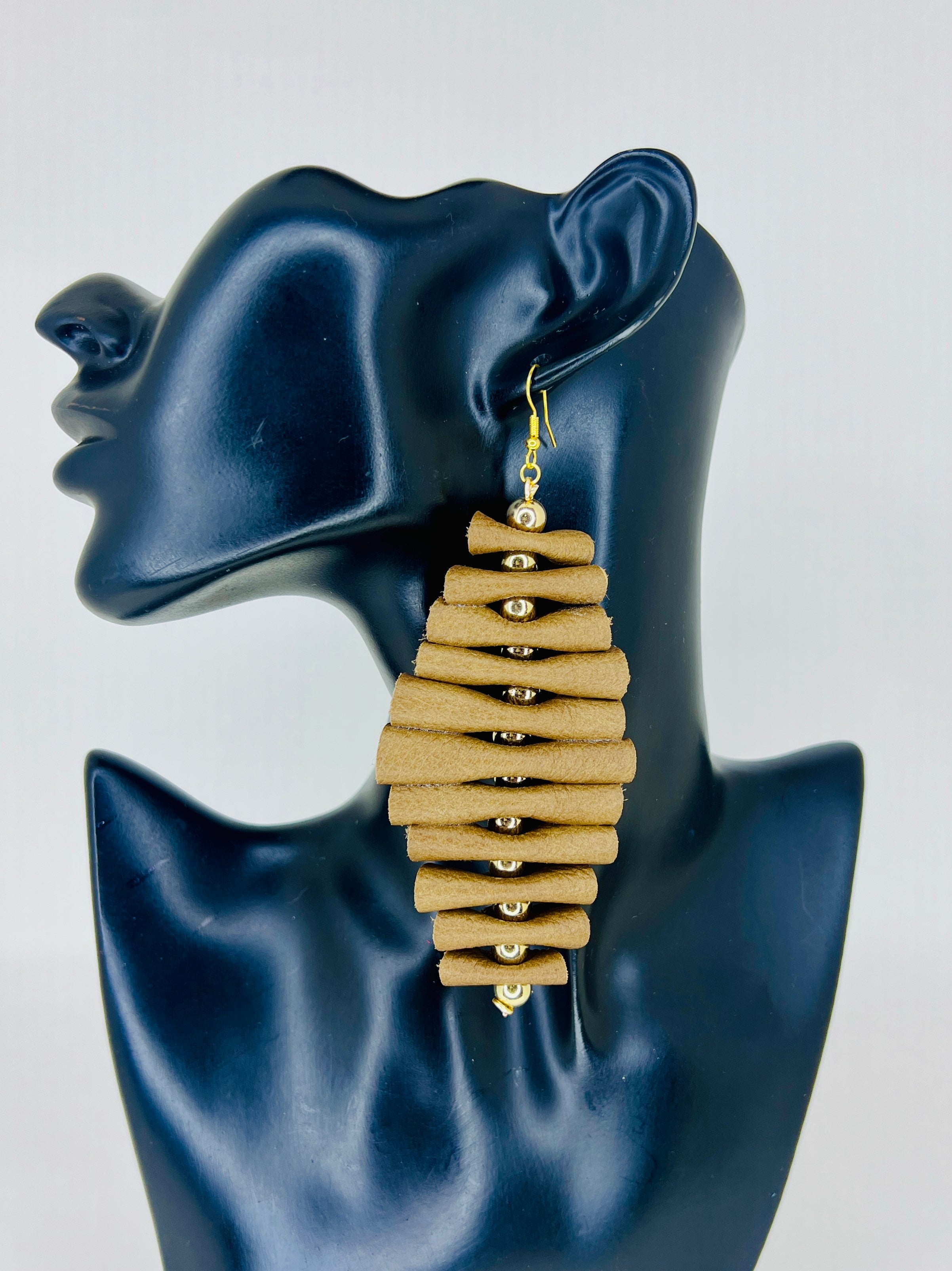 Luxe Cascading Coil Leather Statement Earrings