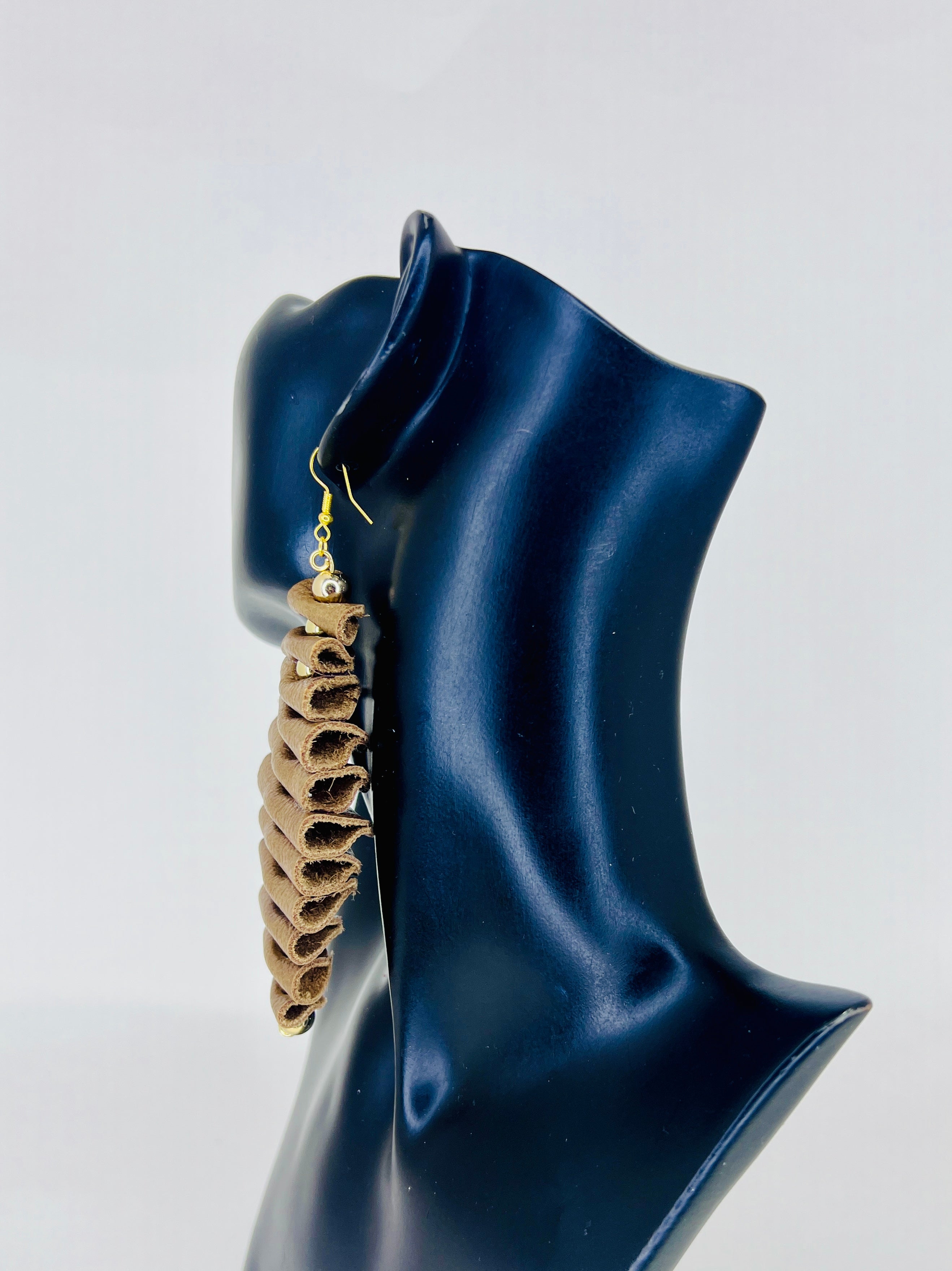 Luxe Cascading Coil Leather Statement Earrings