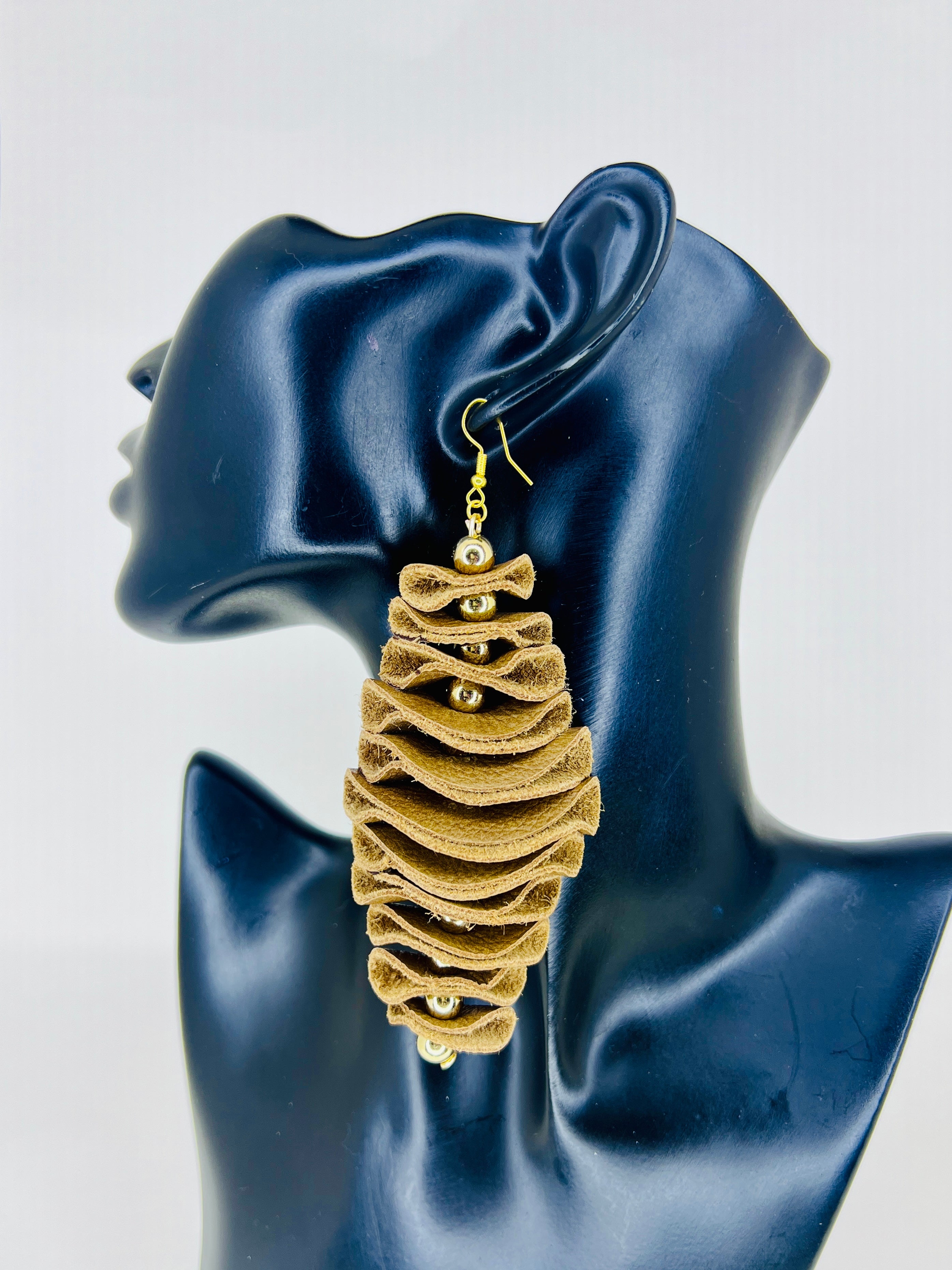 Luxe Cascading Coil Leather Statement Earrings