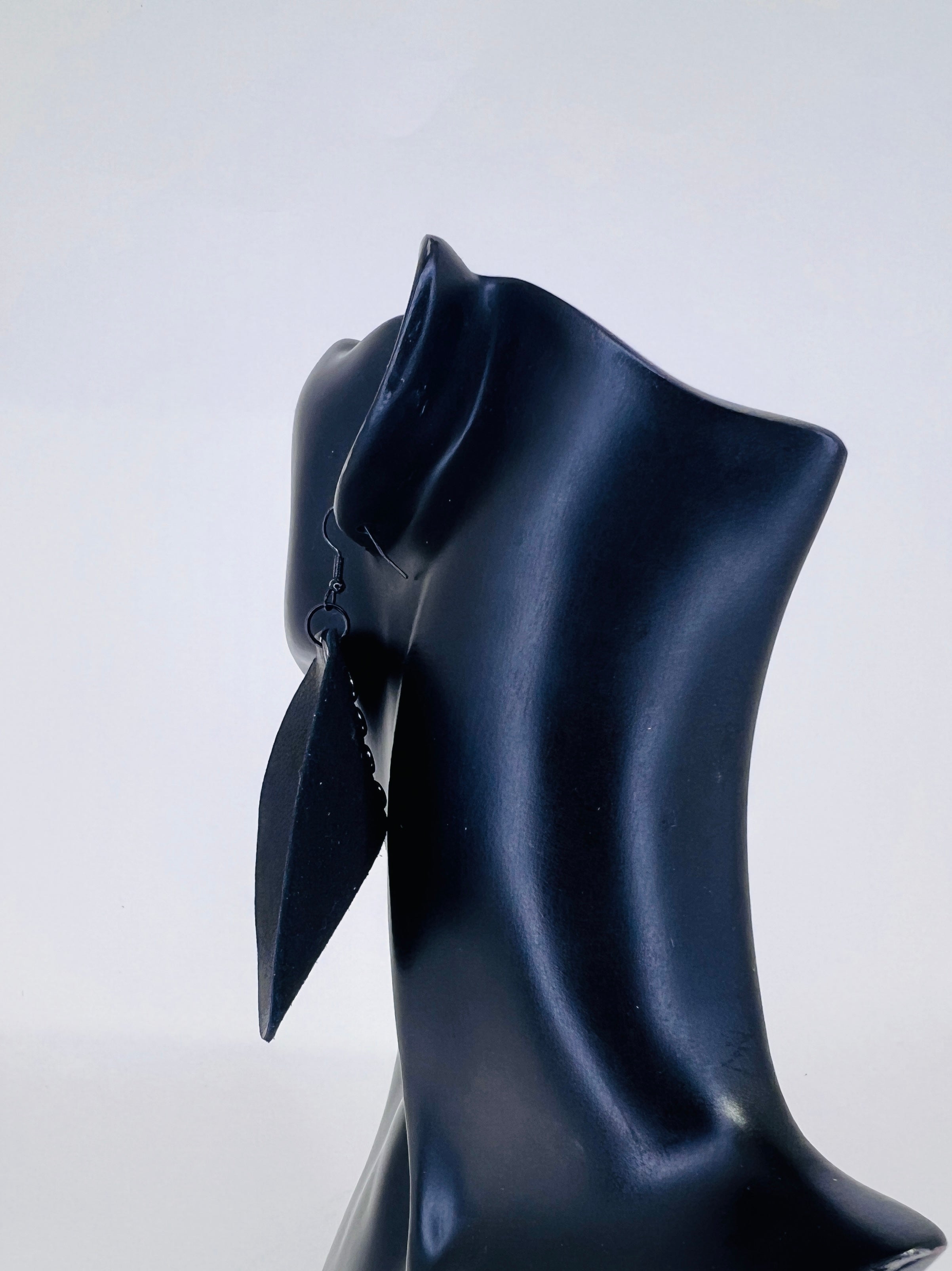 Midnight Rivet Disc Leather Statement Earrings