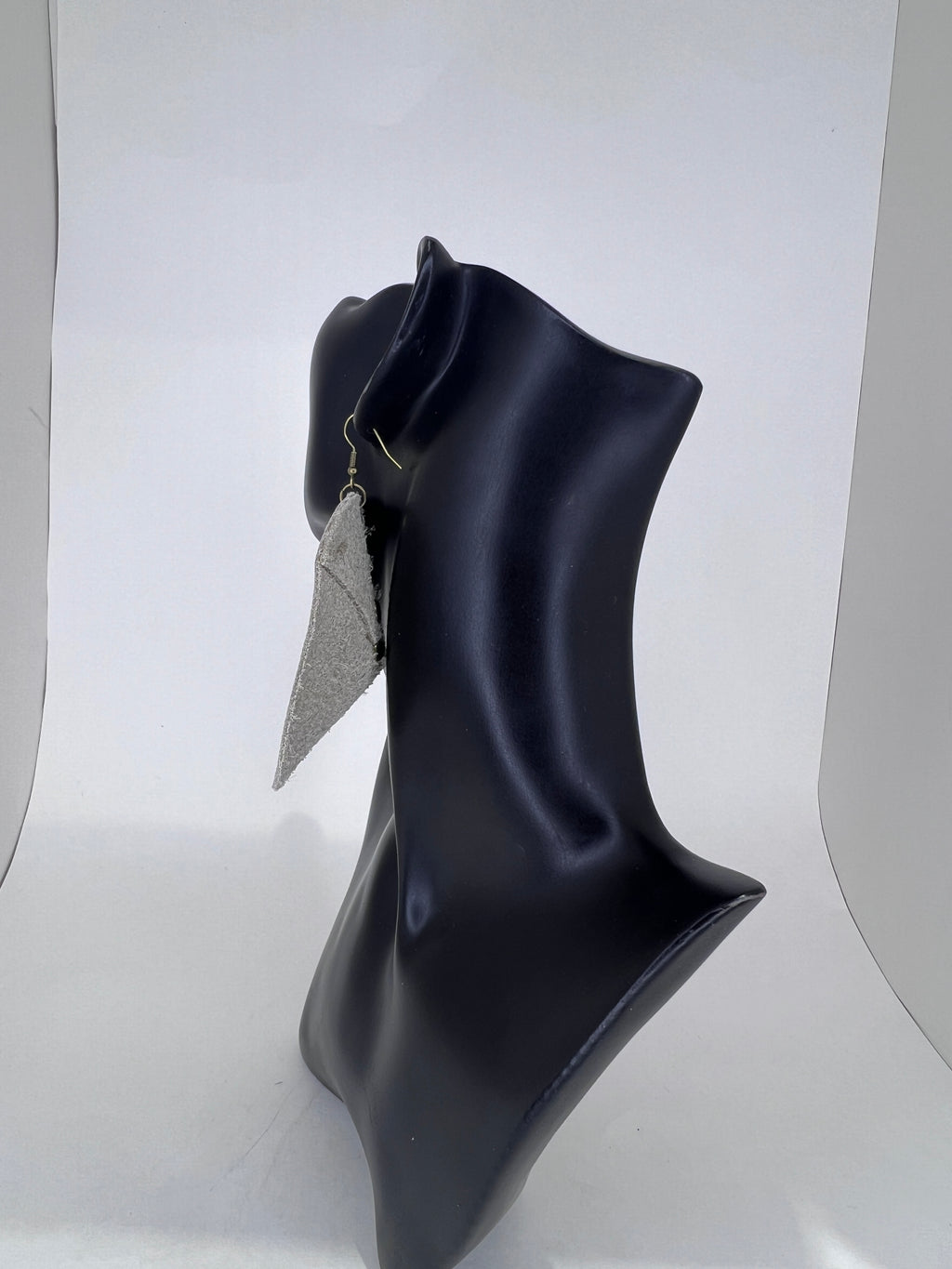 Ivory Rivet Disc Leather Statement Earrings