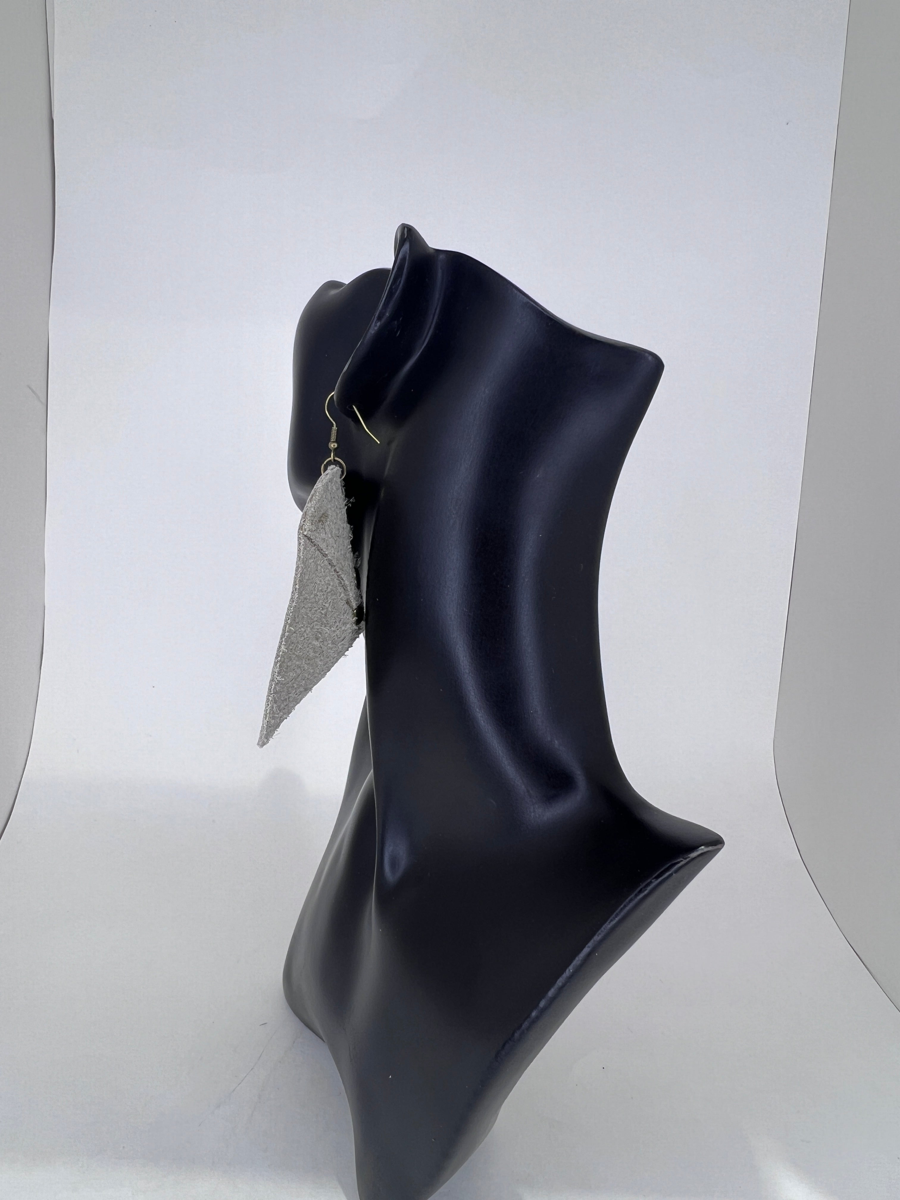 Ivory Rivet Disc Leather Statement Earrings