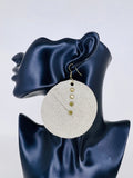 Ivory Rivet Disc Leather Statement Earrings