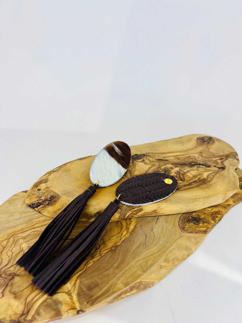 Ivory & Espresso Fringe Statement Earrings