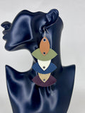 Earthtone Leaf Cascade Leather Statement Earrings