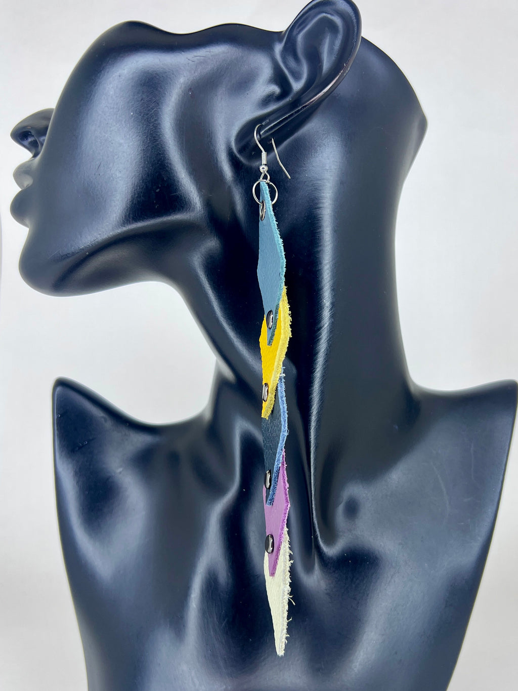 Prism Cascade Diamond Leather Statement Earrings
