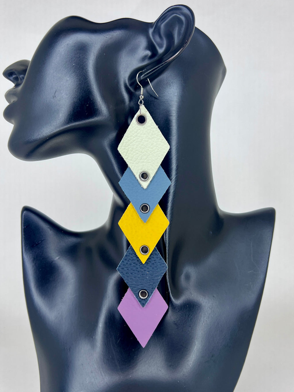 Prism Stack Diamond Leather Statement Earrings