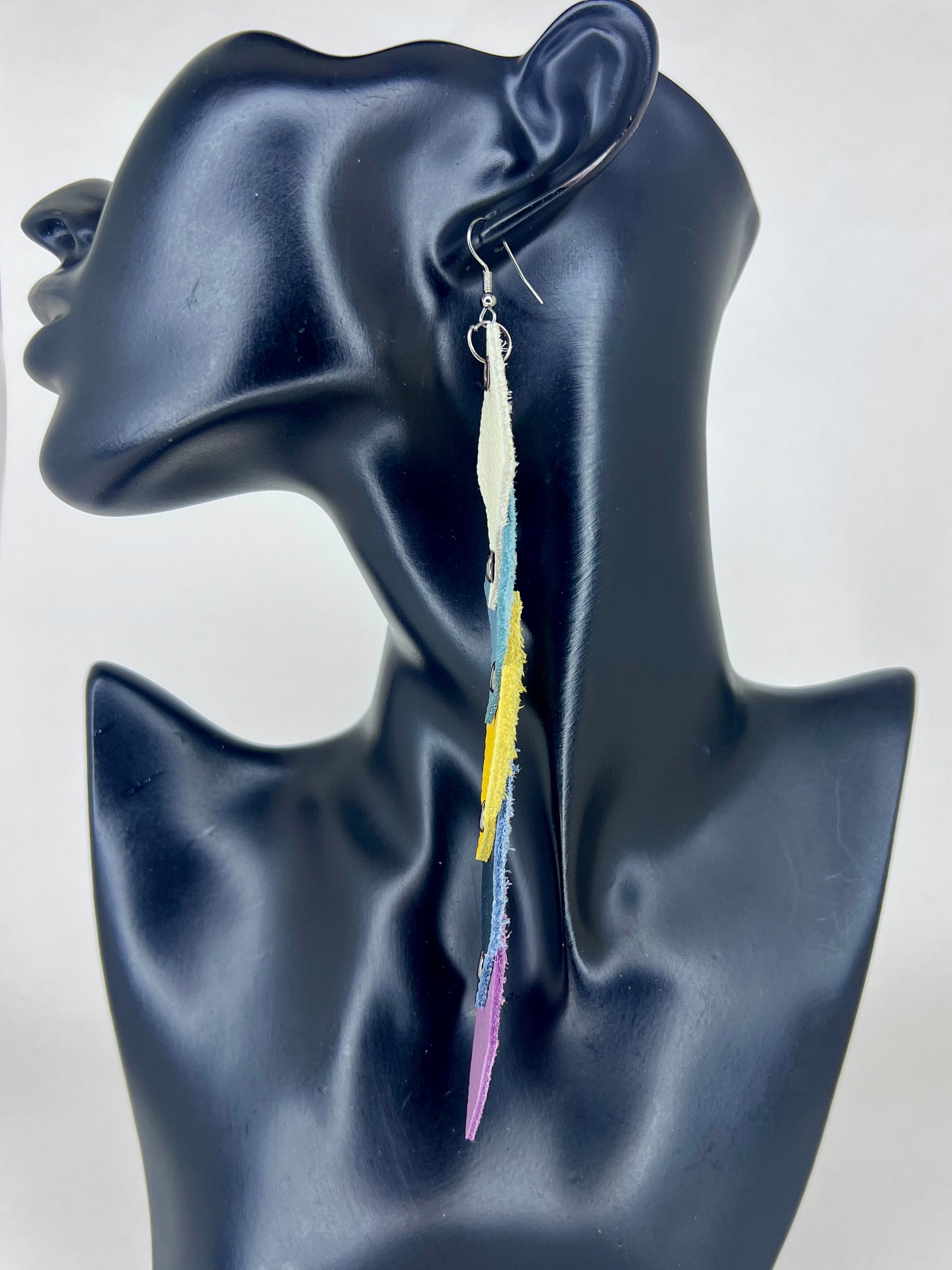 Prism Stack Diamond Leather Statement Earrings