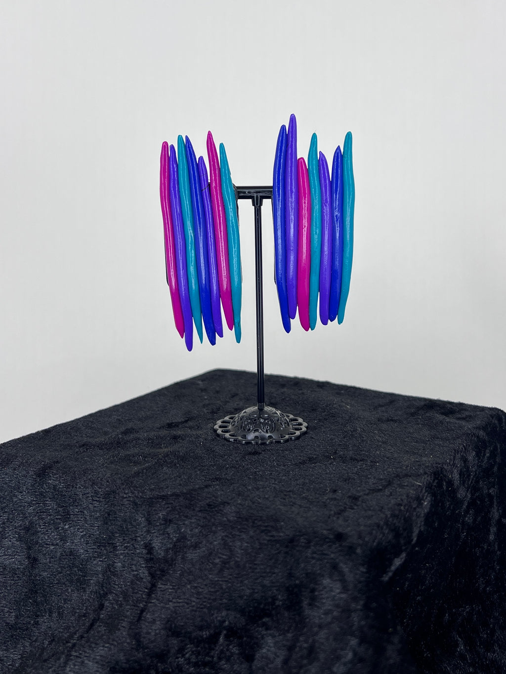 Neon Wave Layered Statement Stud Earrings