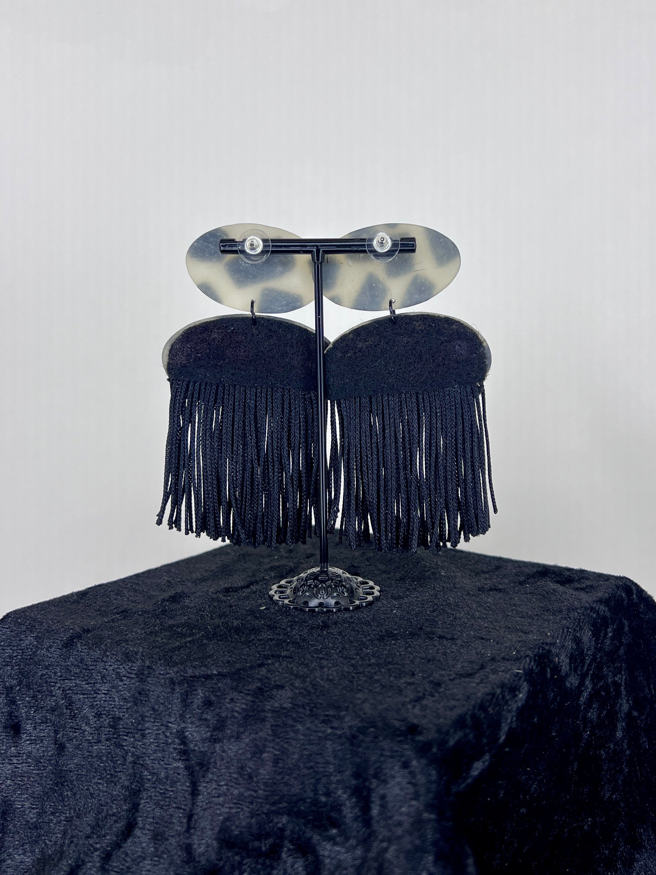 Midnight Pebble Fringe Statement Earrings