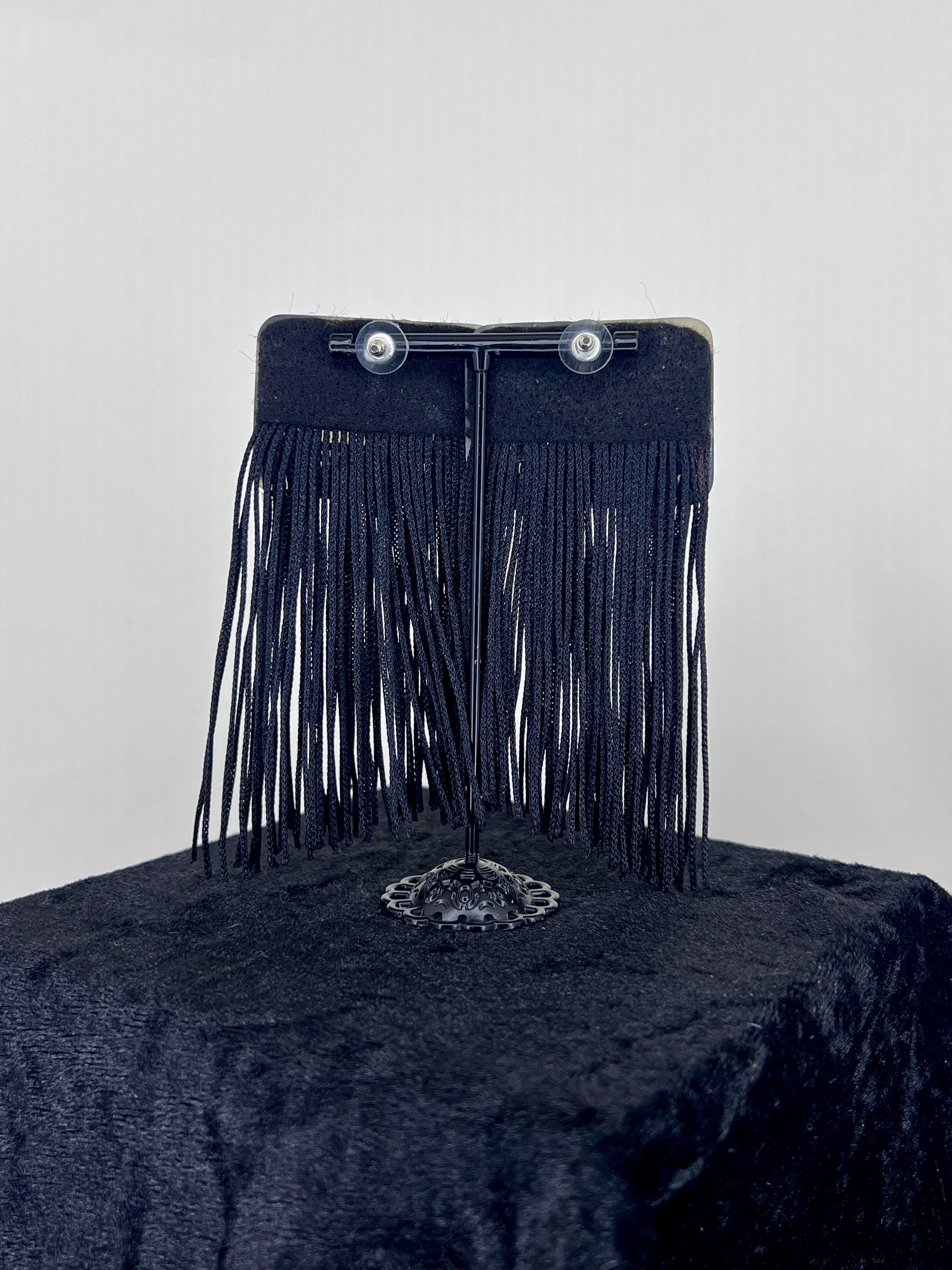 Obsidian Mosaic Fringe Statement Earrings