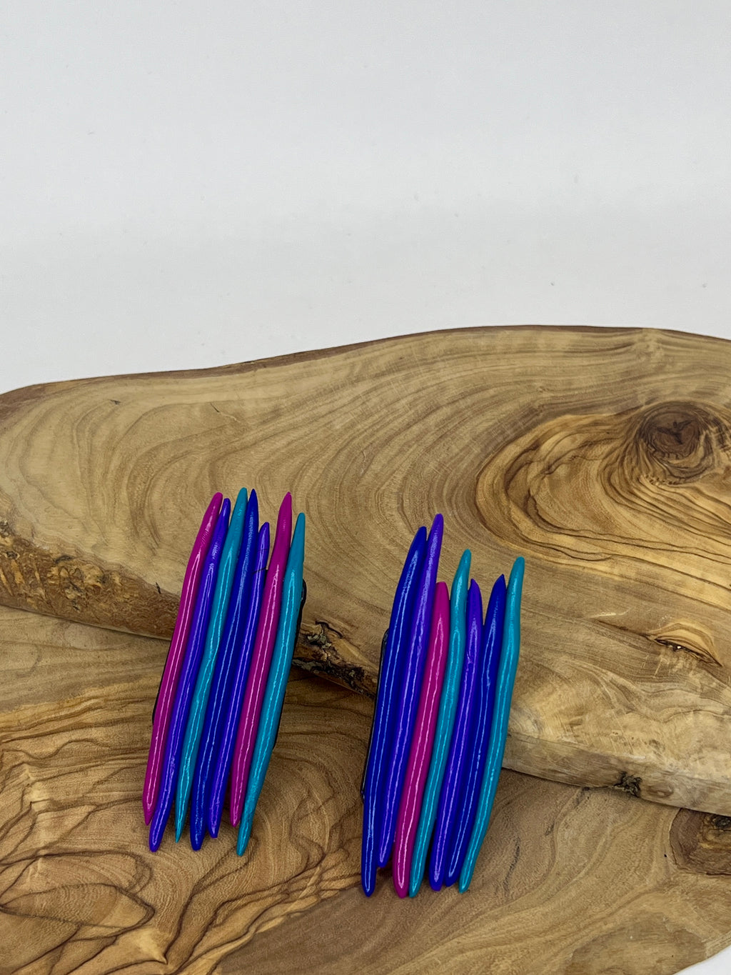 Neon Wave Layered Statement Stud Earrings