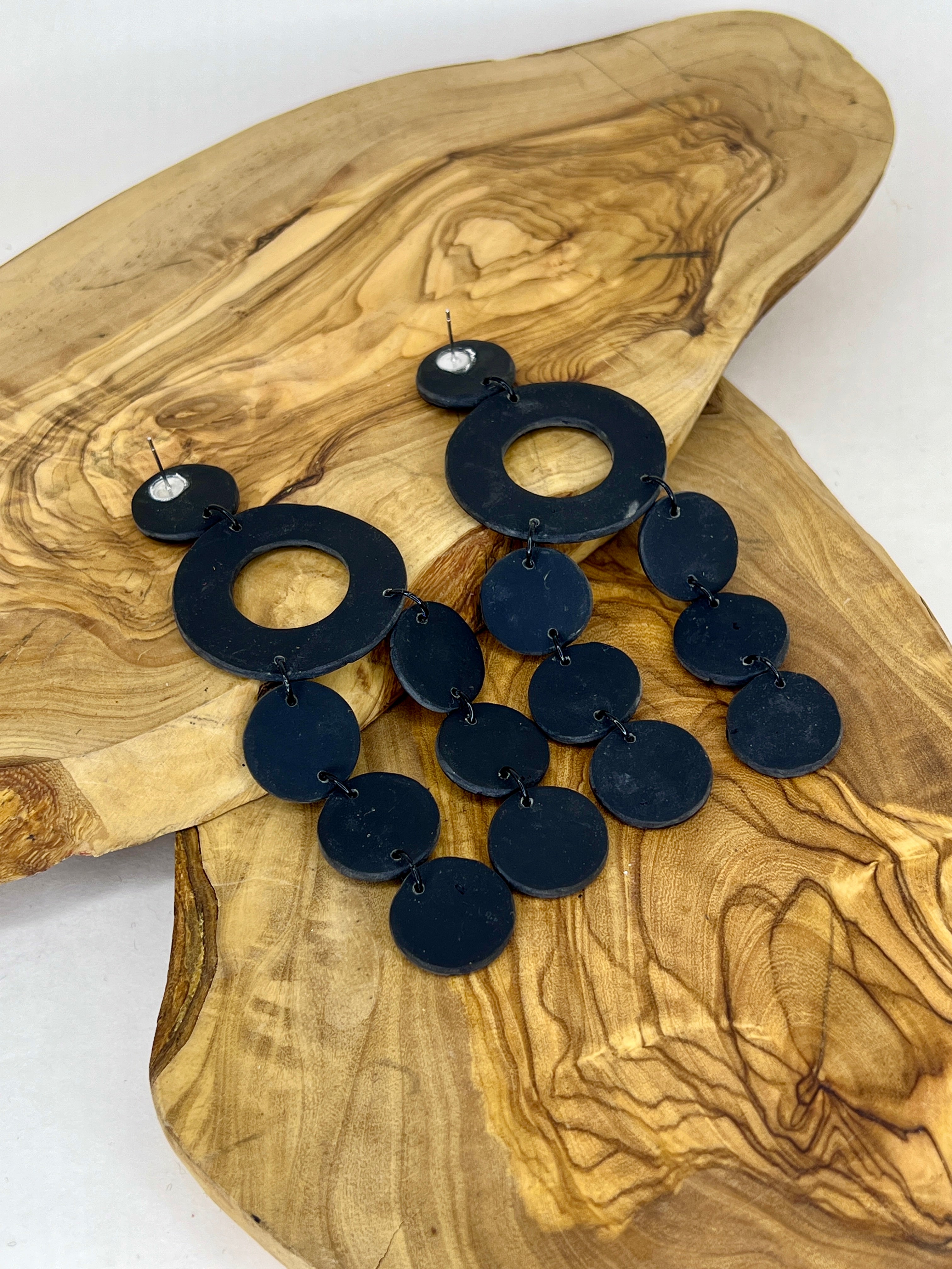 Onyx Cascade Link Statement Earrings