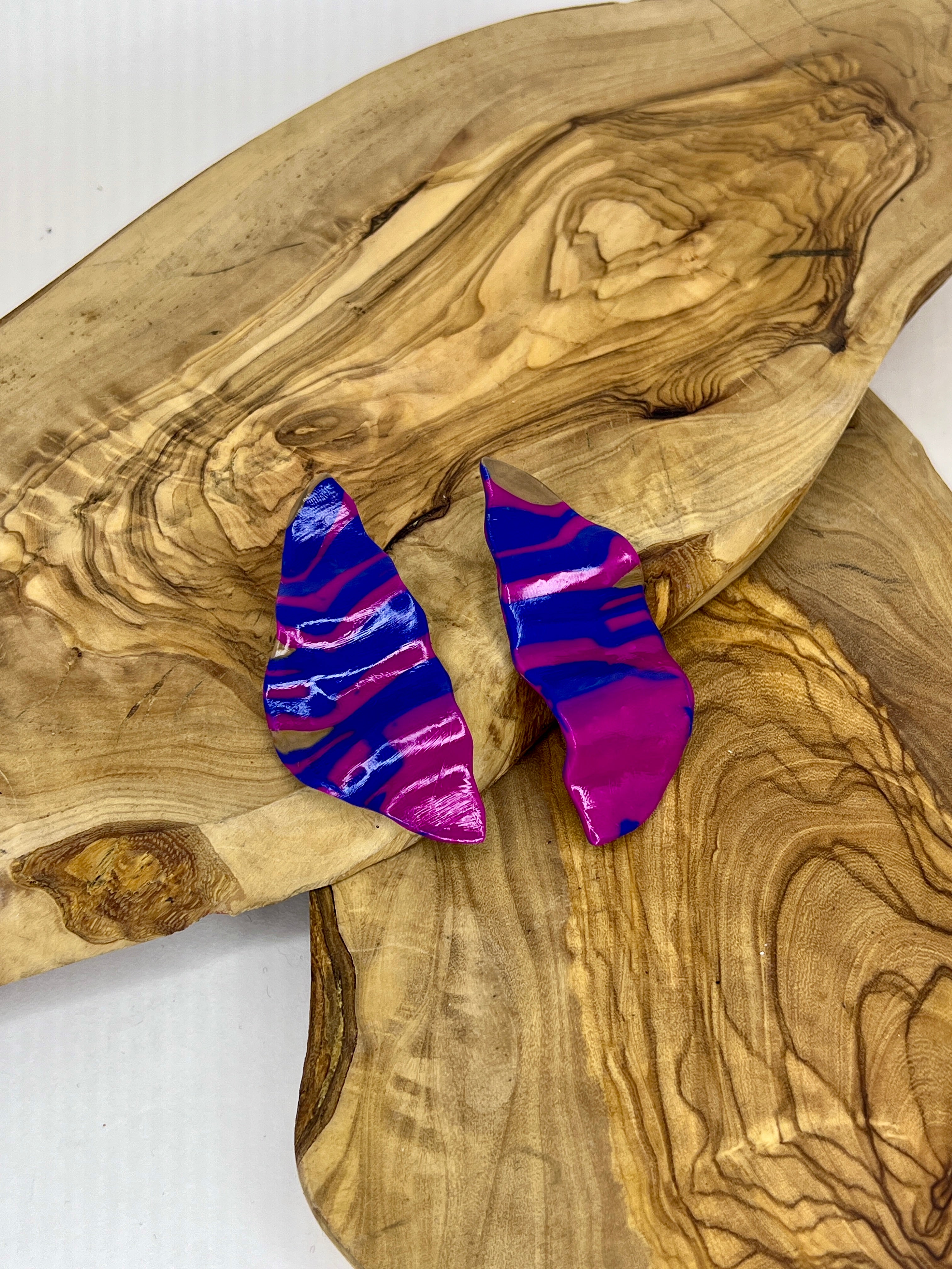 Electric Wave Sculpted Statement Earrings