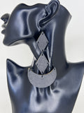 Slate Arc Geometric Chain Statement Earrings
