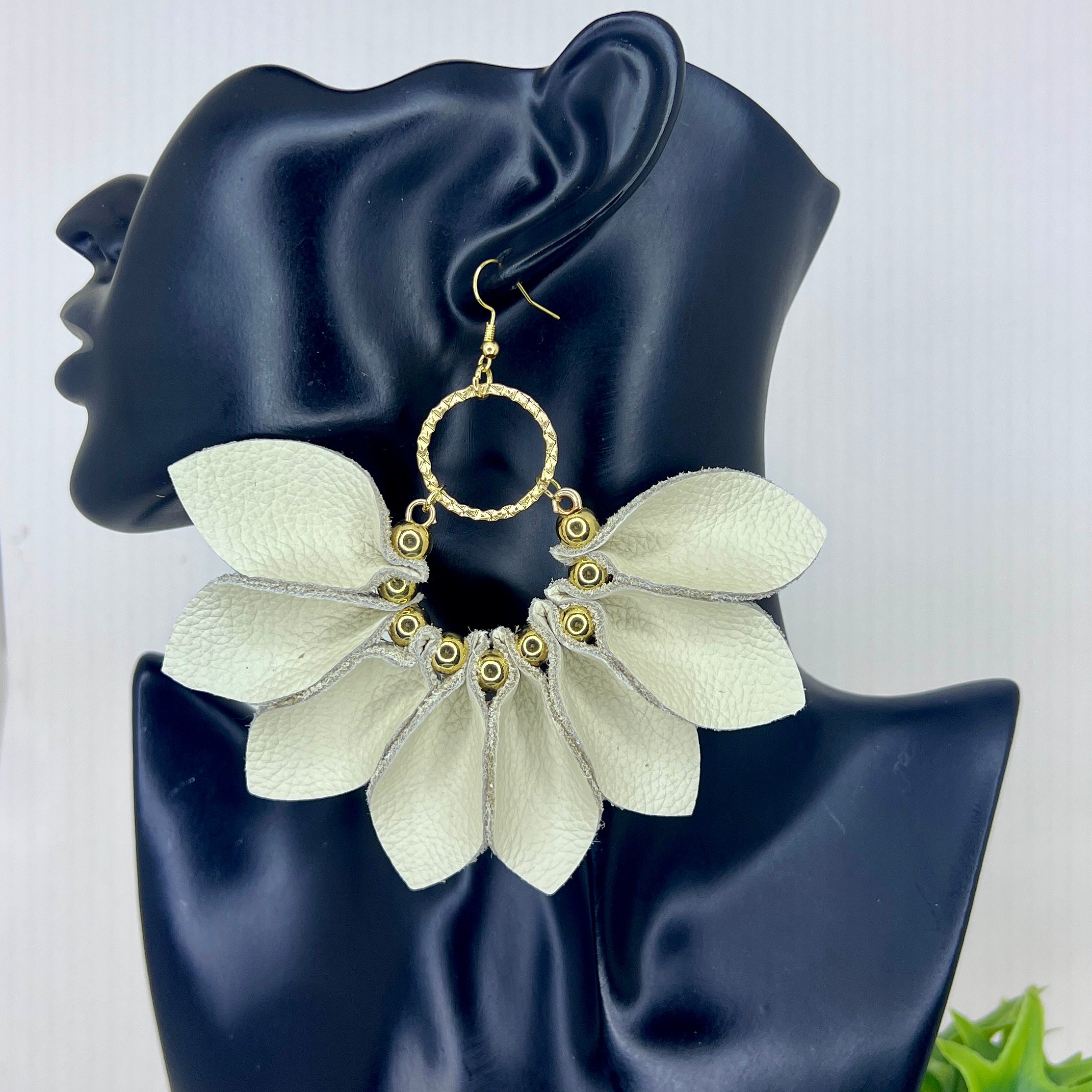 Leather Bloom Hoops