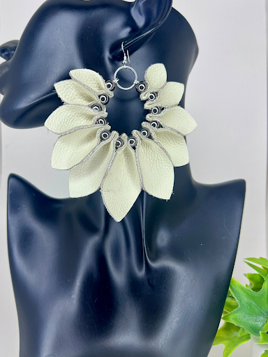 Leather Bloom Hoops