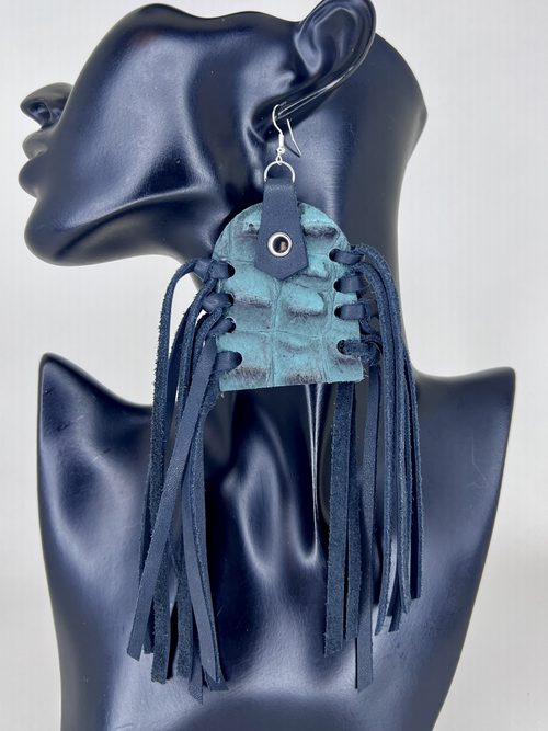 Caramel Fringe & Fierce Leather Armor Earrings