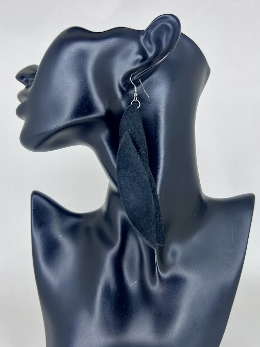 Midnight Flow Sculptural Leather Statement Earrings