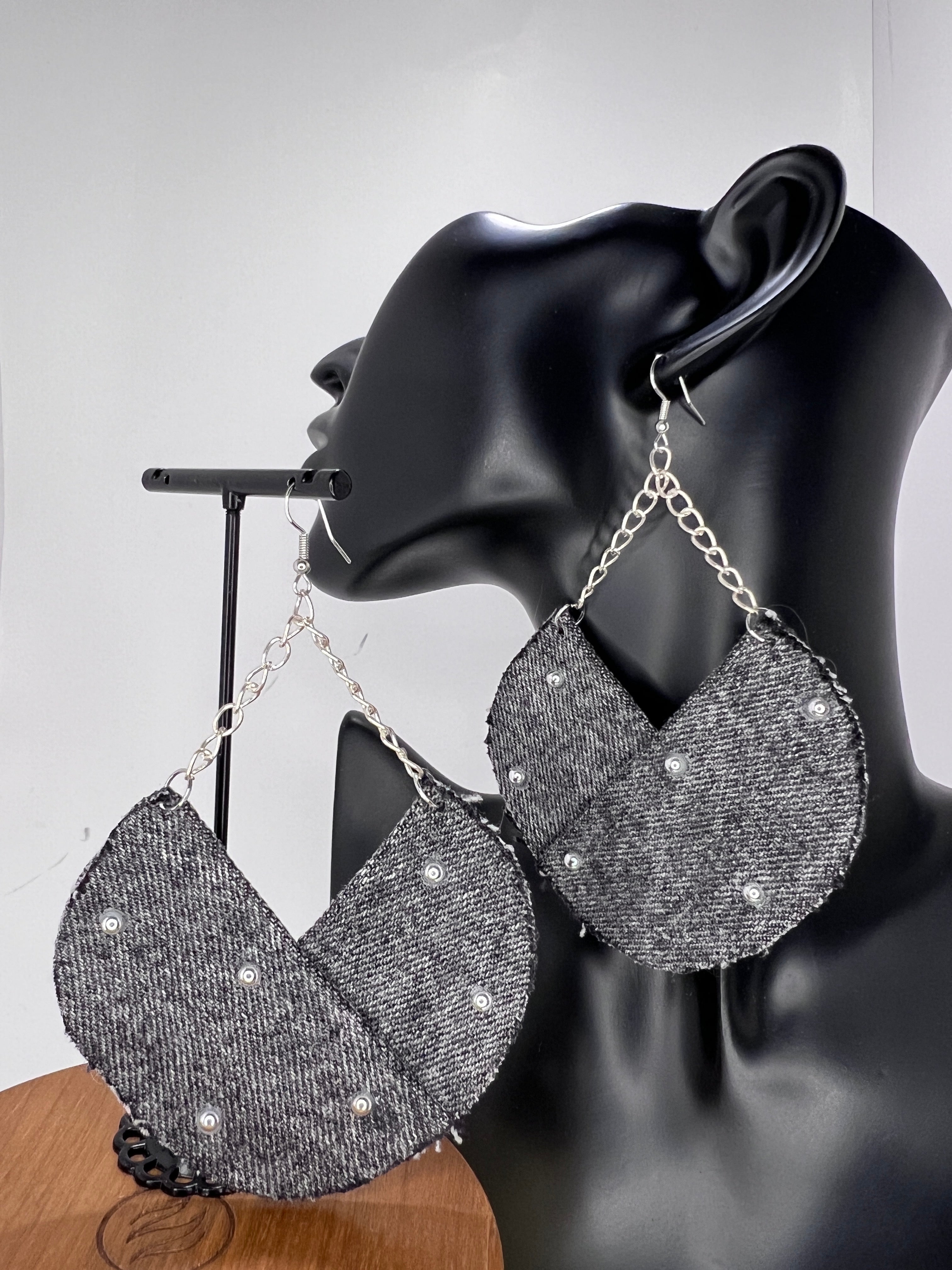 Urban Chain Drop Denim Hoops